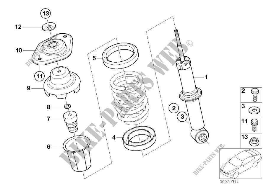 Single components for rear spring strut for MINI Cooper S 2002