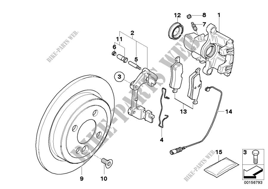 Rear wheel brake, brake pad sensor for MINI Cooper S 2002