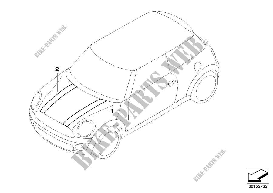 Retrofit, trim strip, engine comp. lid for MINI Cooper D 1.6 2009