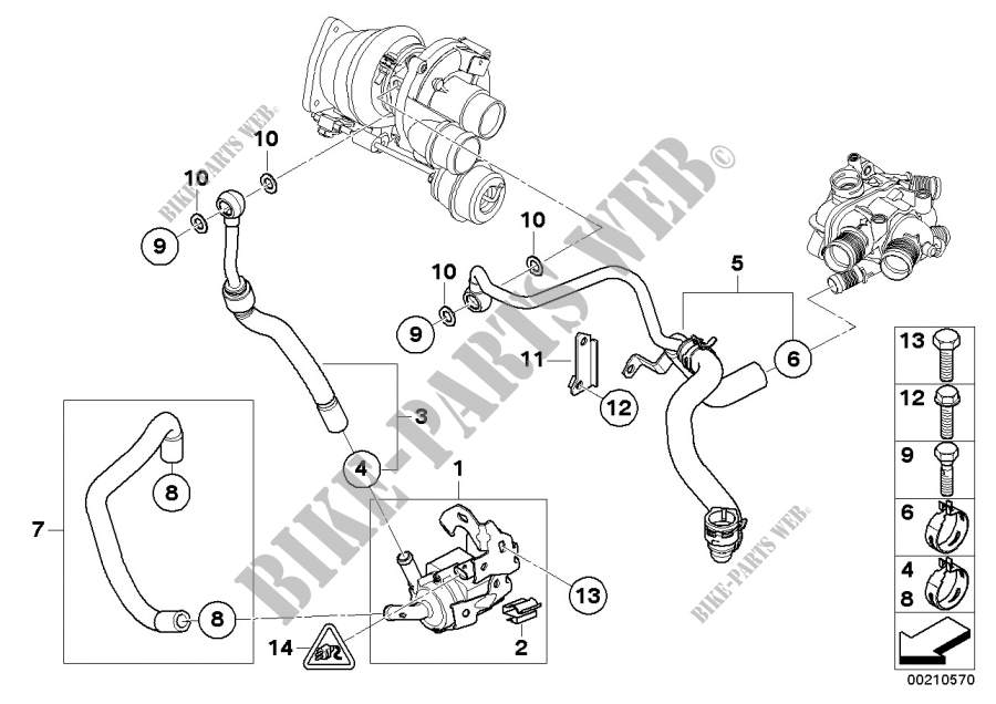 Cooling system, turbocharger for MINI Coop.S JCW 2011
