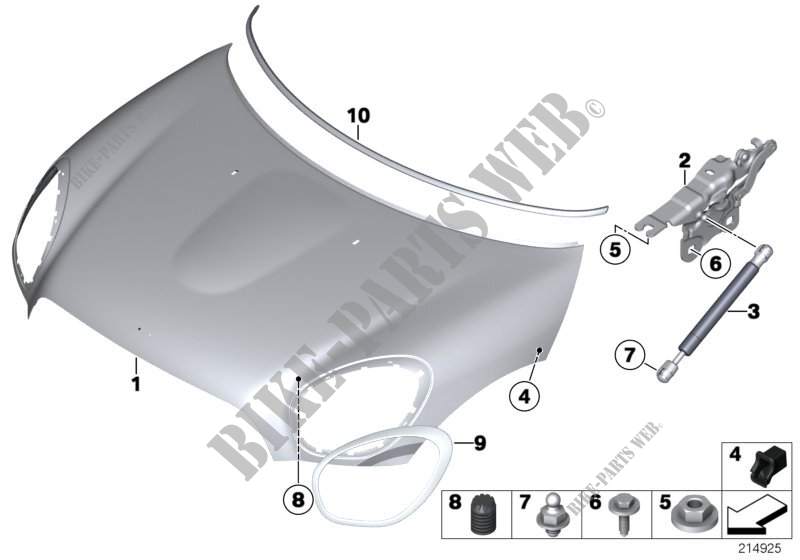 Engine hood/mounting parts for MINI Cooper ALL4 2012