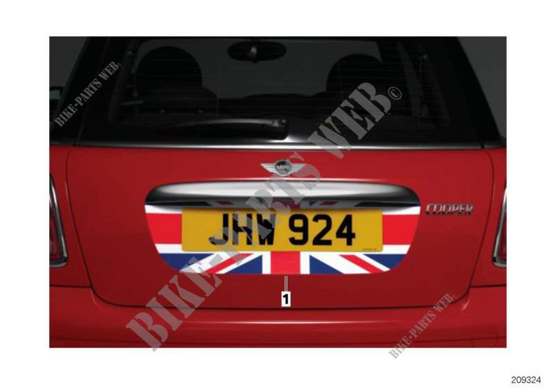 Rear number plate decals for MINI Cooper 2009