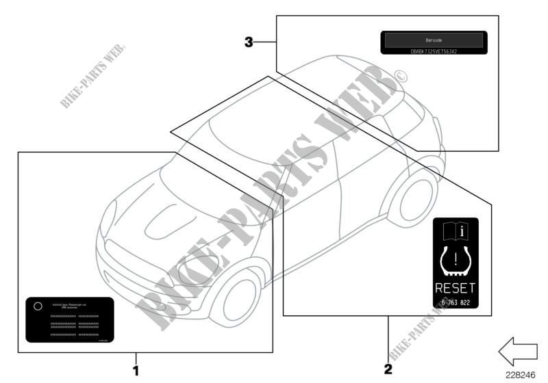 Assorted information plates for MINI Coop.S JCW 2011
