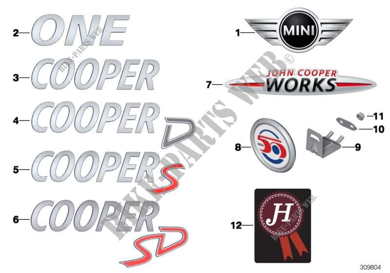 Emblems / letterings for MINI Coop.S JCW 2007