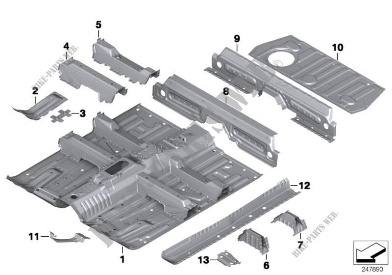 Floor parts rear interior for MINI Cooper ALL4 2012