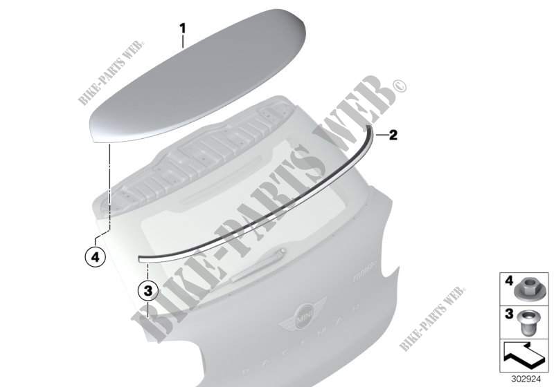 Rear lid, mounting parts for MINI Cooper ALL4 2012