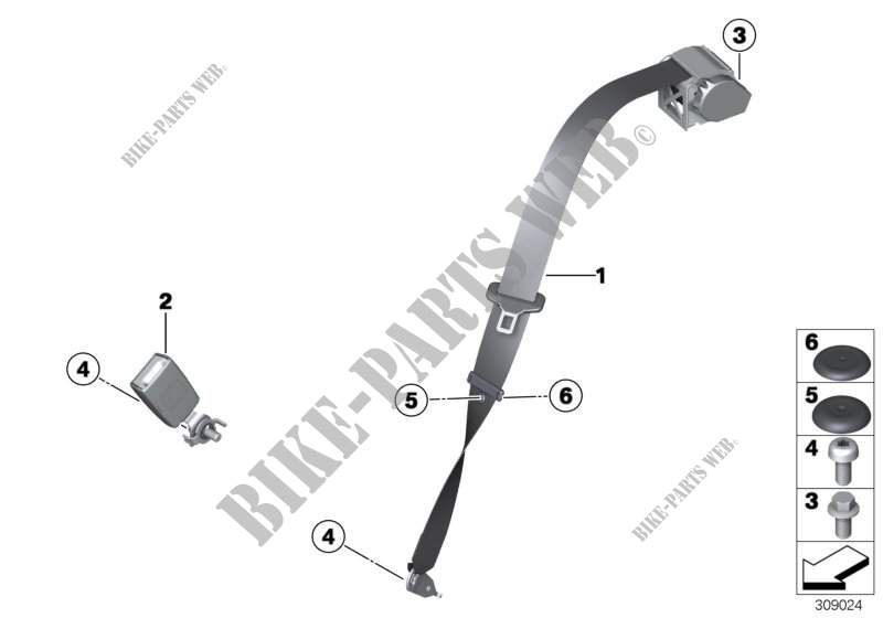 Safety belt rear for MINI Cooper 2012