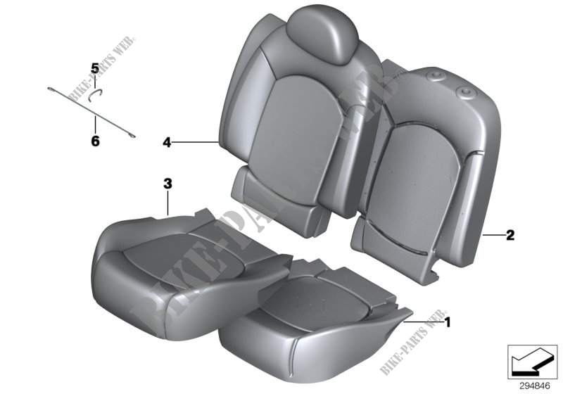Seat,rear,cushion&cover, through loading for MINI Cooper ALL4 2012