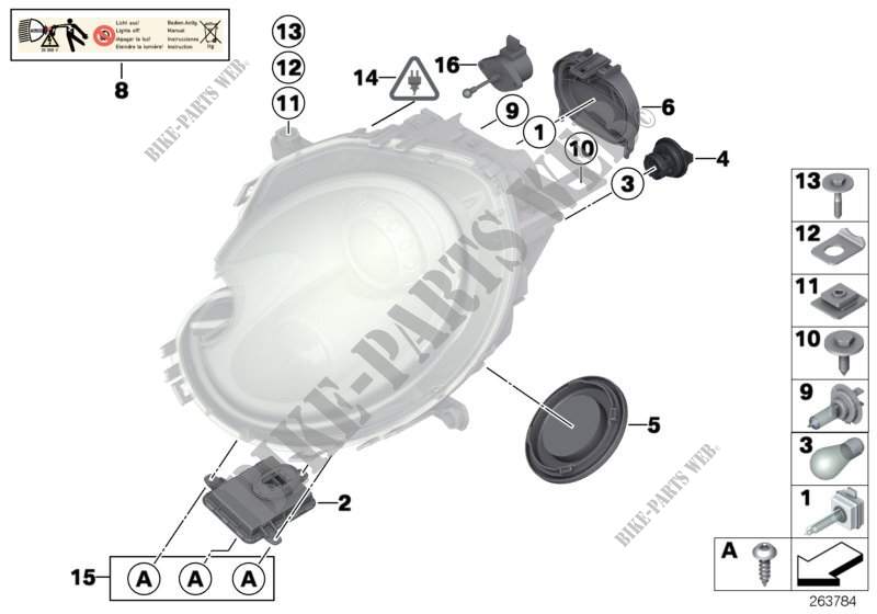 Single components for headlight for MINI Cooper 2006