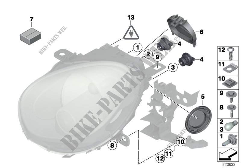 Single components for headlight for MINI Cooper 2012
