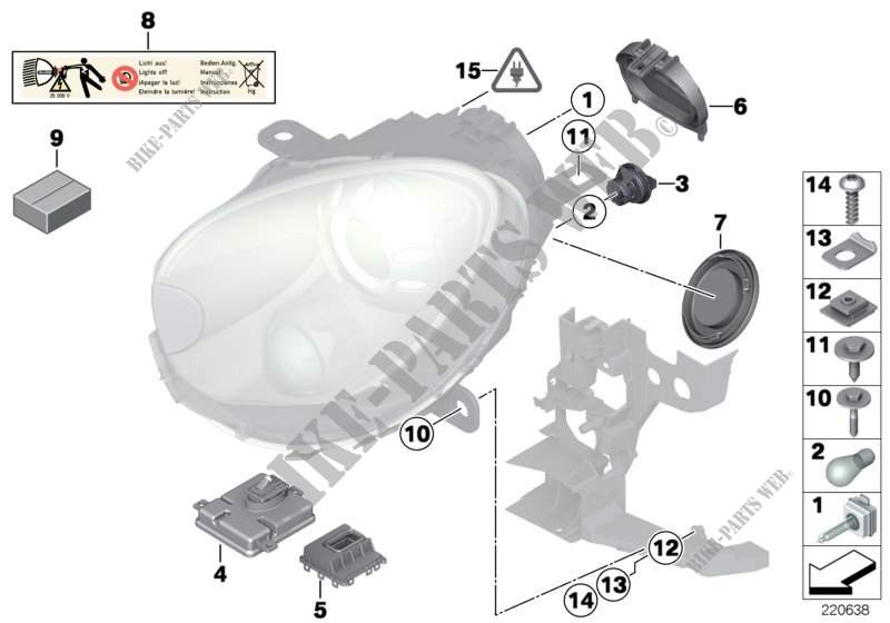 Single parts, xenon headlight for MINI Cooper ALL4 2012