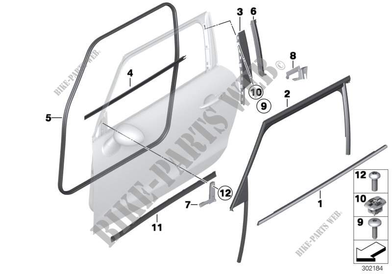 Trims and seals, door, front for MINI Cooper ALL4 2012