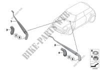 Single components for wiper arm for Mini One 1.6i 2000