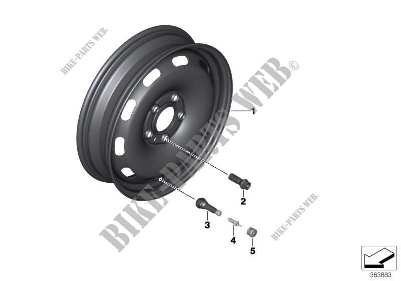 Compact spare wheel, steel, black for Mini Cooper D 2013