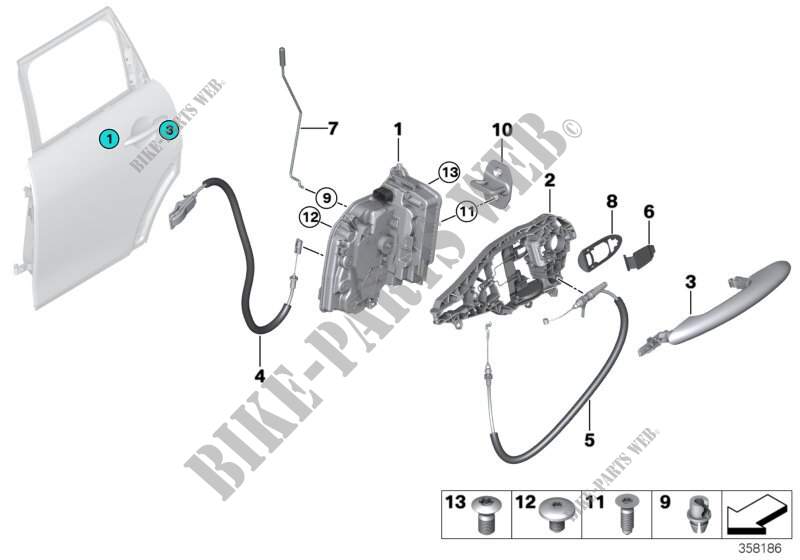 Locking system, door, rear for MINI Cooper S ALL4 2015