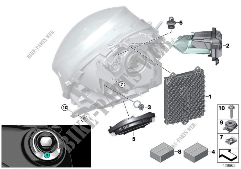 Single parts, headlight LED for MINI JCW ALL4 2015