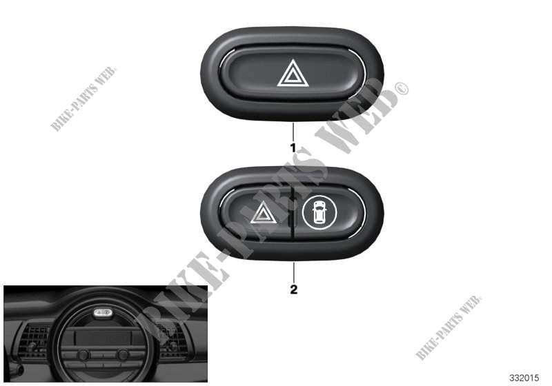 Switch, hazard warning/assist syst. for MINI Cooper 2014