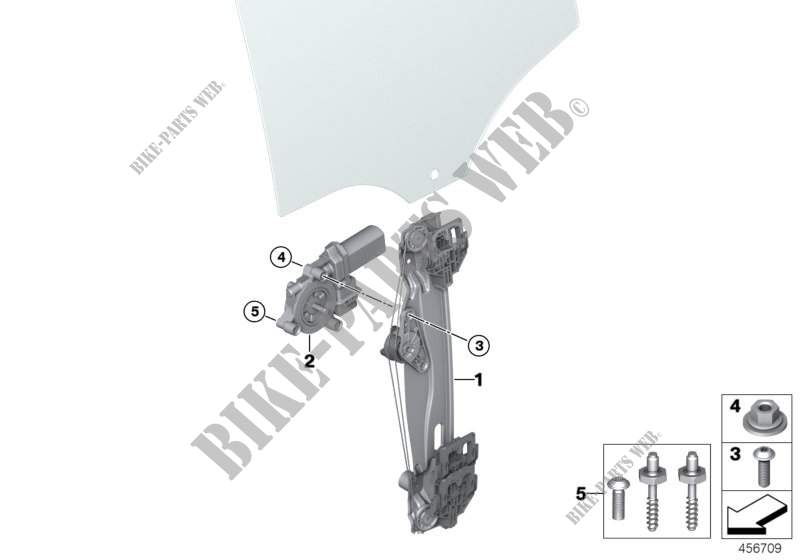 Door window lifting mechanism rear for MINI Cooper S ALL4 2015