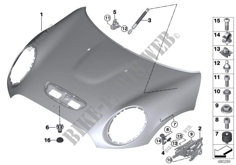 Engine hood/mounting parts for MINI Cooper S ALL4 2015