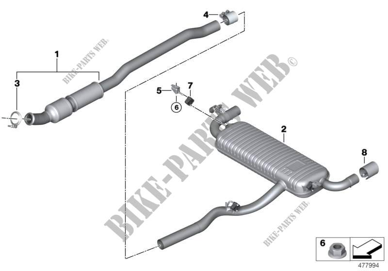 Exhaust system, rear for MINI Cooper S ALL4 2015