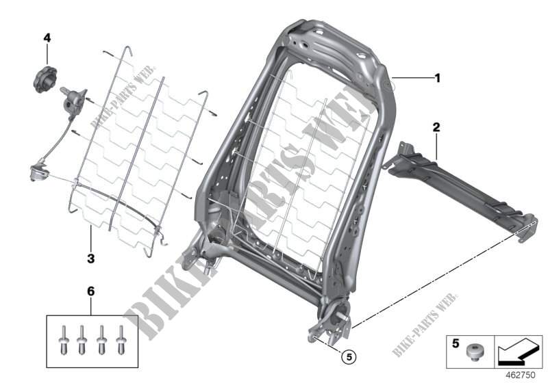 Seat, front, backrest frame for MINI Cooper S ALL4 2015
