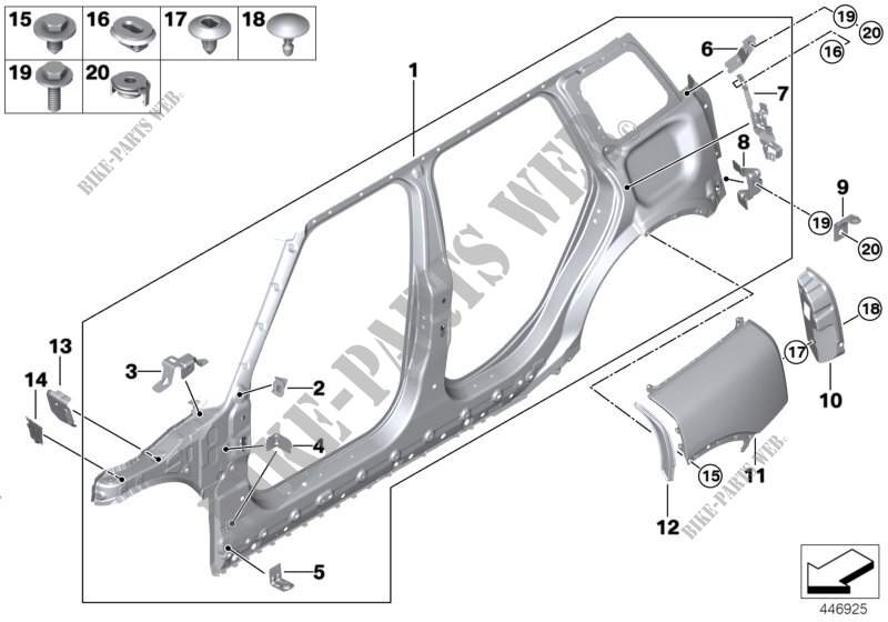 Side frame for MINI Cooper S ALL4 2015