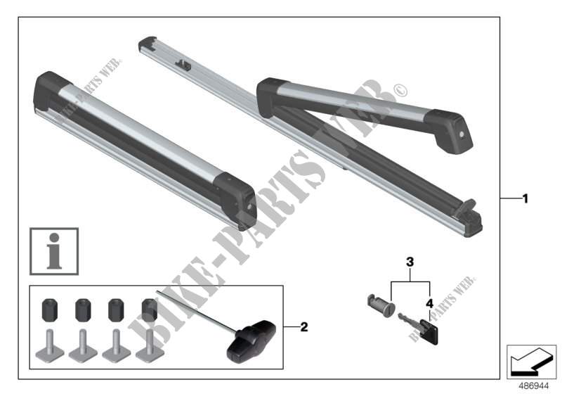 Ski and snowboard bracket pull out for MINI Cooper 2012