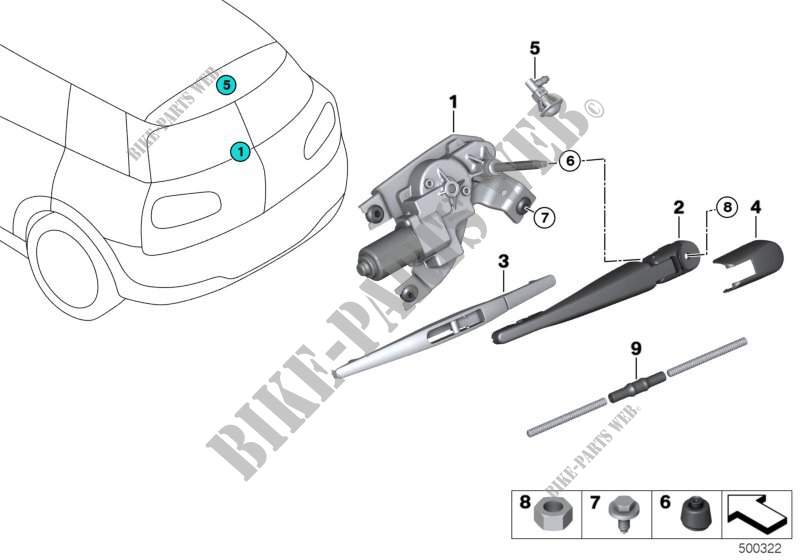 Single parts for rear window wiper for MINI JCW ALL4 2015